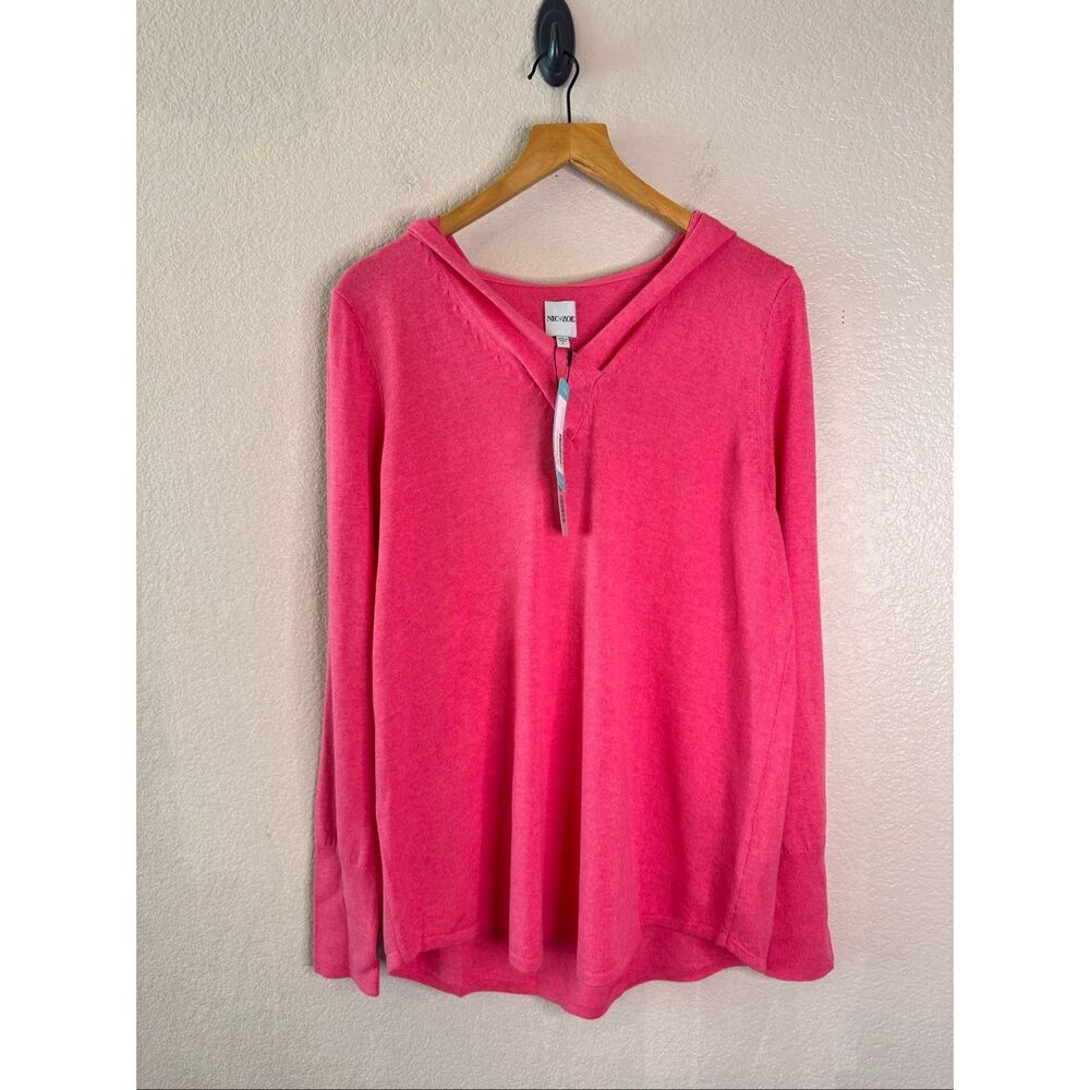 NEW NIC+ZOE Vital Hooded Pullover Lightweight Sweater Womens Large Stitch Fix